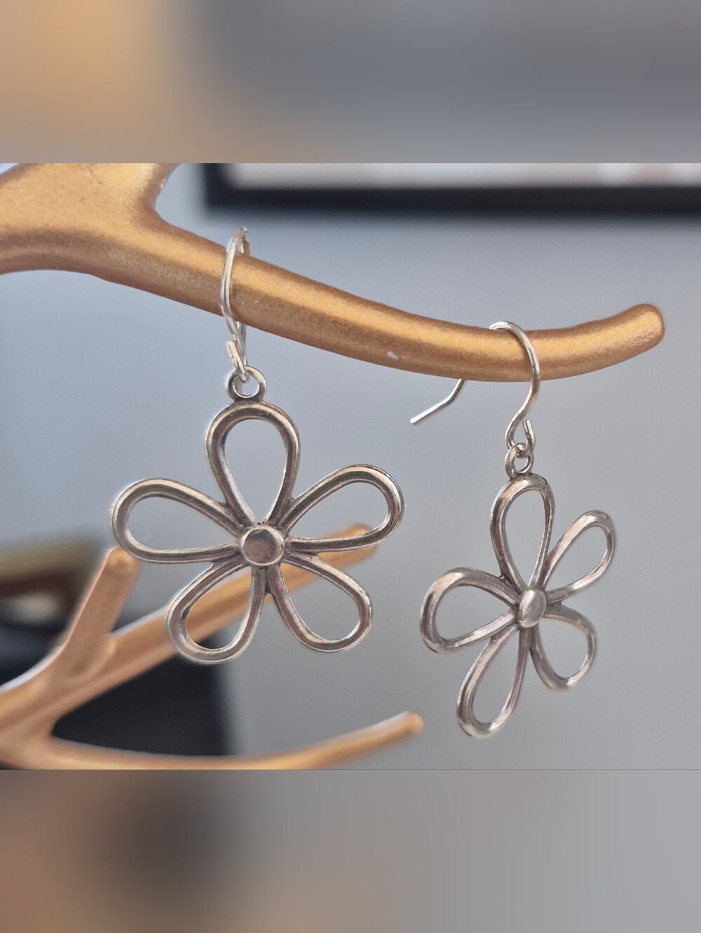 Silver Flower Dangle Earrings - Women Jewelry